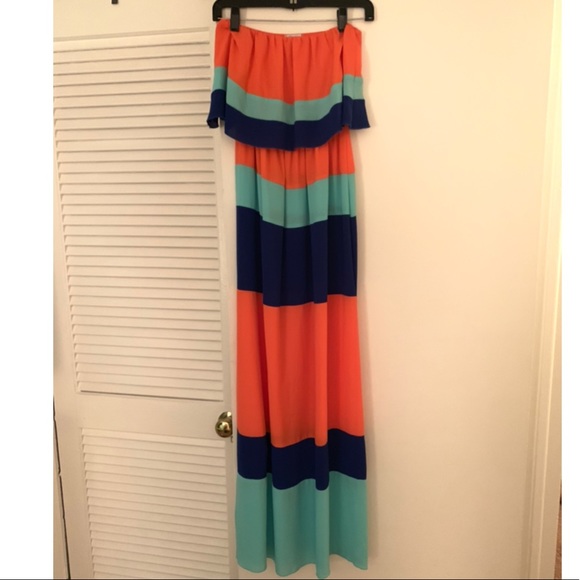 Hope's Dresses & Skirts - Hope’s Strapless Color Block Maxi Dress